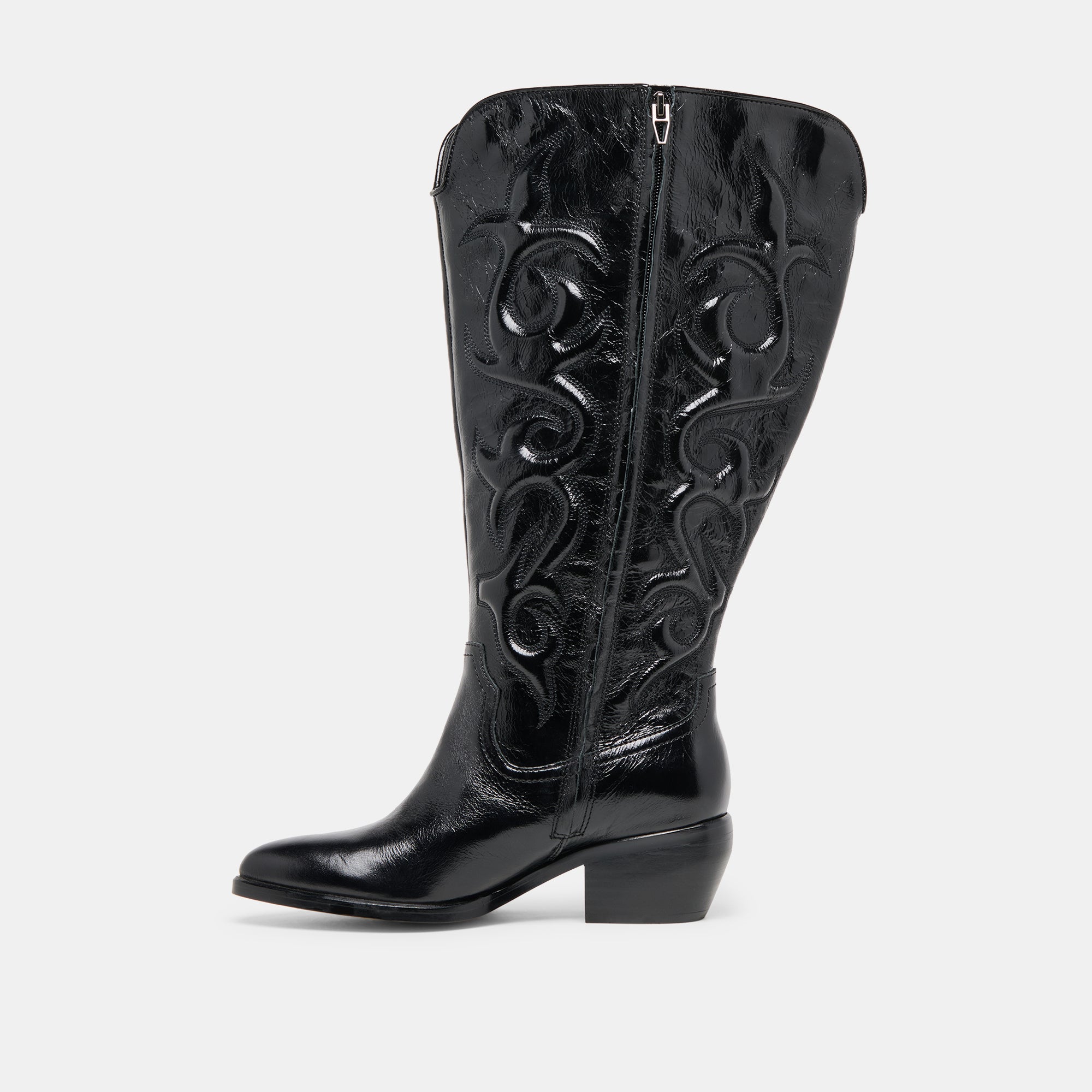 MIRLA EXTRA WIDE CALF BOOTS BLACK LEATHER
