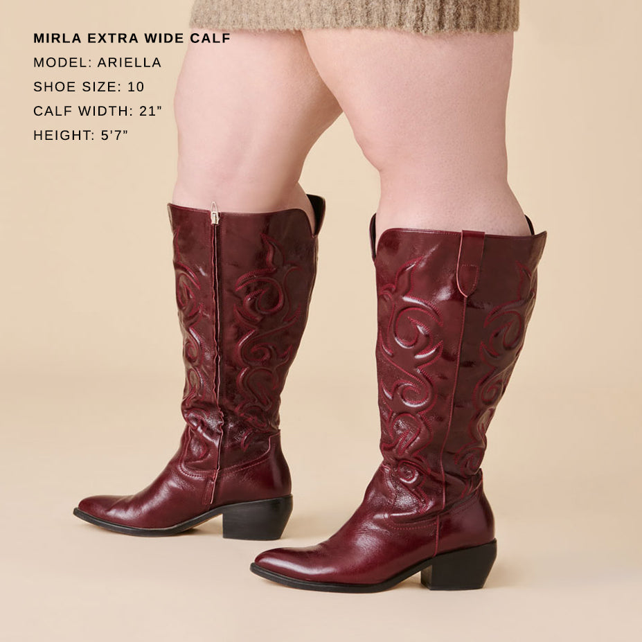 MIRLA EXTRA WIDE CALF BOOTS OXBLOOD LEATHER