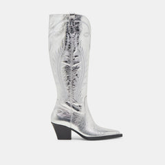RYATT EXTRA WIDE CALF BOOTS SILVER DISTRESSED LEATHER
