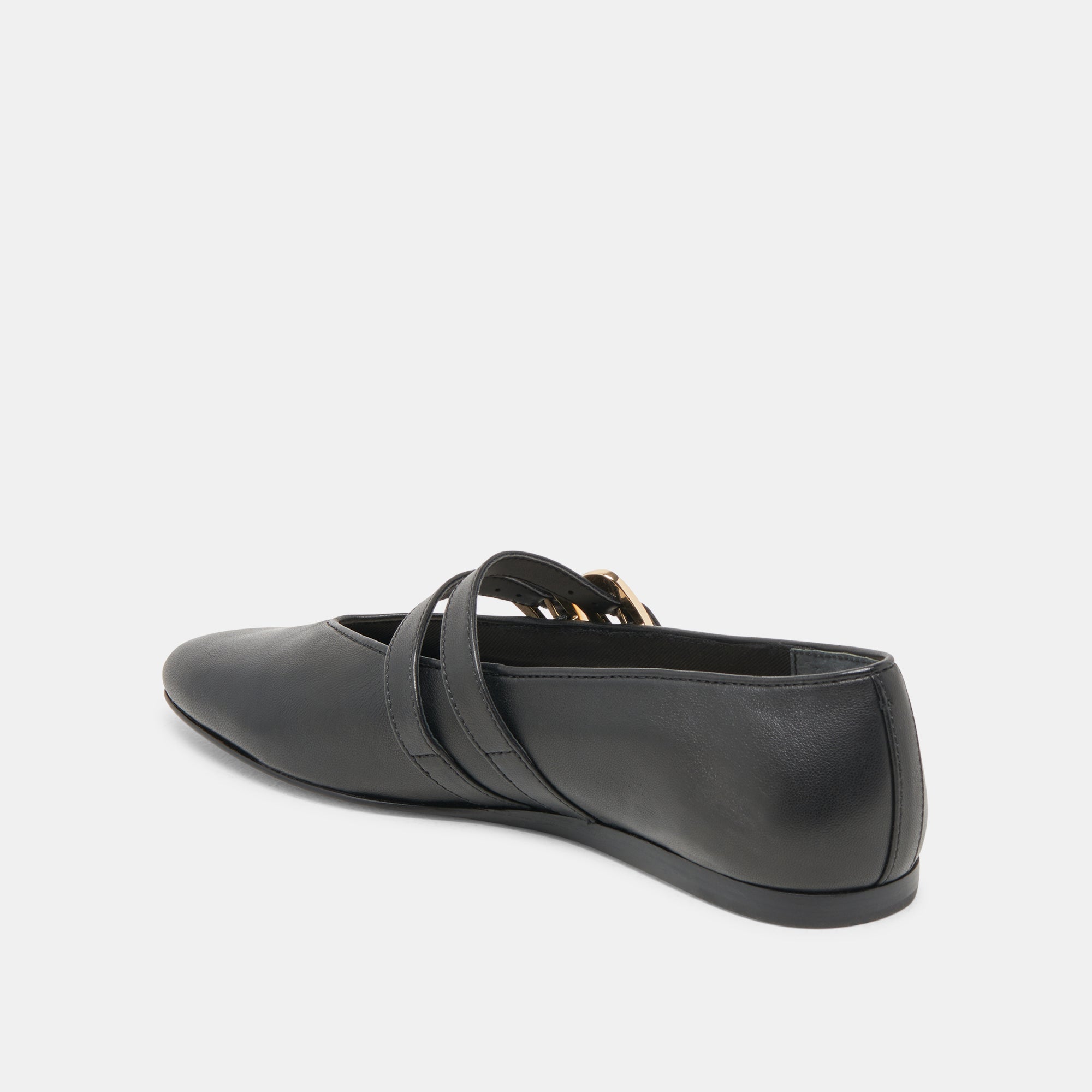 BAYLEE WIDE BALLET FLATS BLACK LEATHER