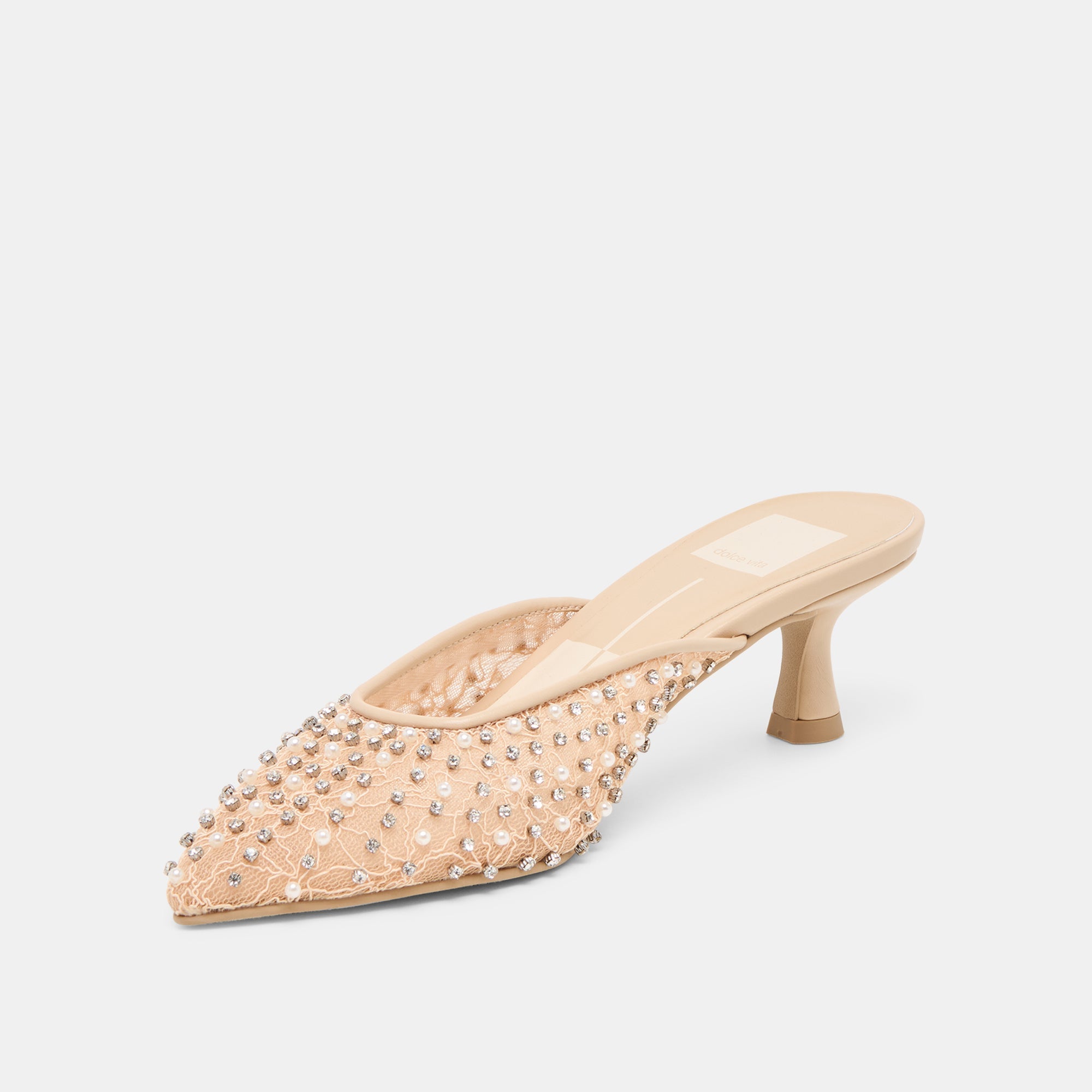 CLEO PEARL HEELS BLUSH LACE MESH