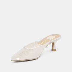 CLEO SEQUIN HEELS WHITE SEQUIN