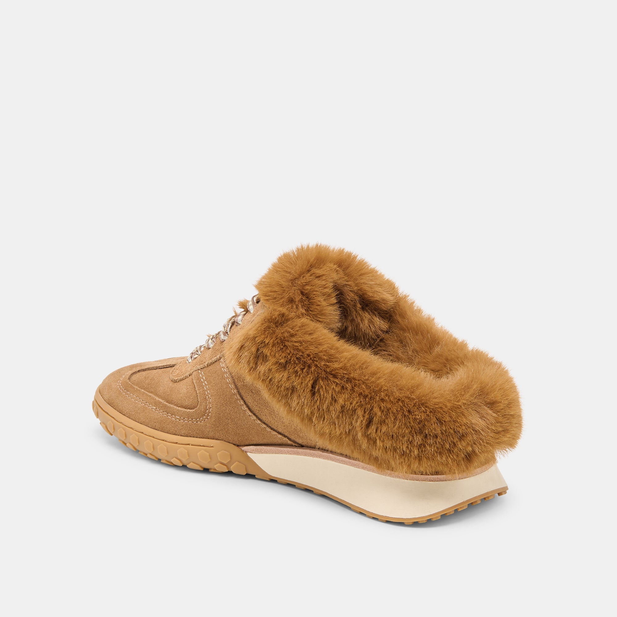 IZZEY PLUSH SNEAKERS LT BROWN SUEDE